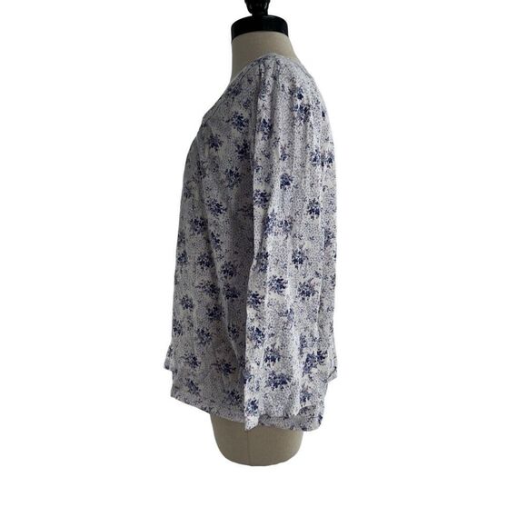 Carole Hochman Floral 1/4 Button Pajama Top Sleepwear Blue White Size XL - Picture 4 of 7